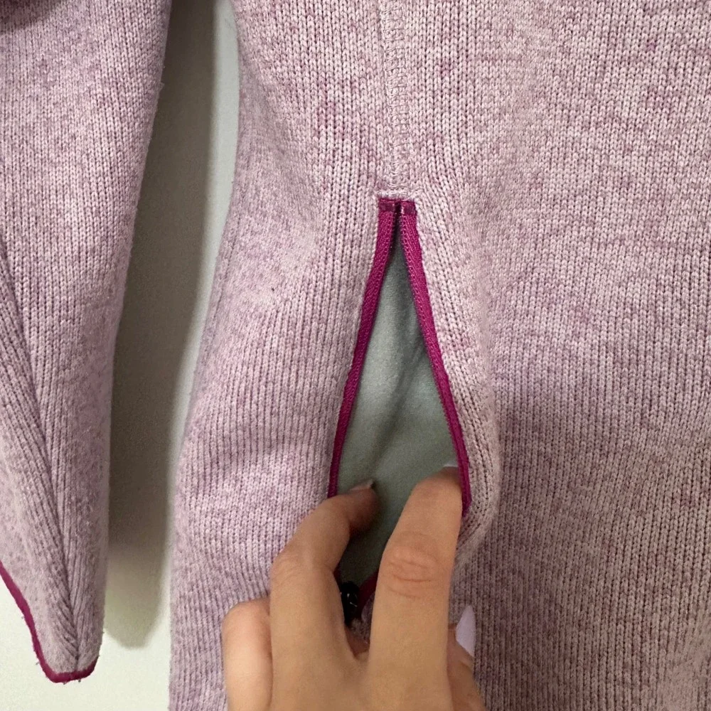 LL Bean | Girls Kids Heathered Purple Full Zip Fleece Hooded Sweater Jacket, M